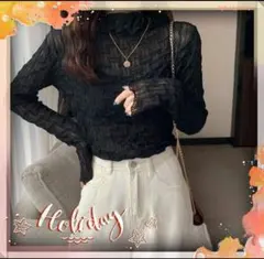 インナーでイメチェンを楽しめる透け感がお洒落な❤シアートップス　ブラック