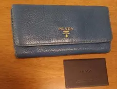 PRADA プラダ 青 ブルー レザー 長財布