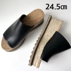 未使用級✨ moussy サンダル 厚底　ジュートソール　黒　ウェーブソール