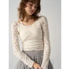 SNIDEL スナイデル Chacot レース柄編みプルオーバー