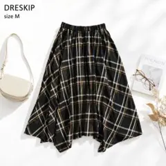 美品 ドレスキップ DRESKIP ロングスカート チェック柄 M 変形