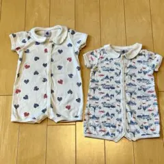 PETIT BATEAU ロンパース 2点セット ハート パリ柄