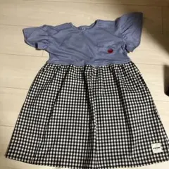 半袖ワンピース 120サイズ 青と黒のチェック
