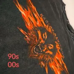 ​【激レア】00s ハーレーダビッドソン Tシャツ 狼炎 フェード 両面プリント