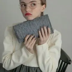 BONLECILL noir 2wayサテンプリーツバッグ ブルーグレー