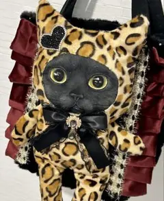 コヤンイサムチョン BIG ヒョウ柄 黒猫トートバッグ