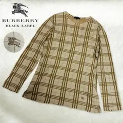 バーバリーブラックレーベル 長袖 カットソー ノバチェック ホースロゴ ベージュ