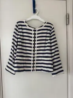 YECCA VECCA ボーダー ノーカラージャケットのサムネイル