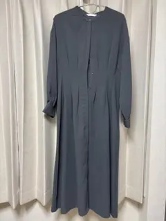 【THE SHOP TK】グレー ボタン付きロングワンピース