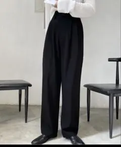 me+em select太ベルトハイウエストカラータックスラックス