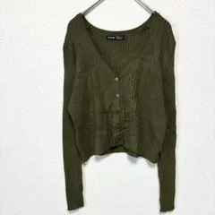 SHEIN シーイン 【S】リブニット カーディガン クロップド丈 春秋