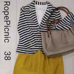 ボーダージャケット　金ボタン　カーディガン　７部丈　３８