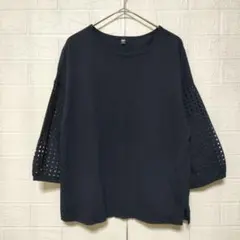エンブロイダリーT 7分袖　(M)　ユニクロ　UNIQLO