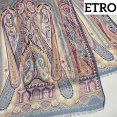 ★ETRO★ エトロ ストール シフォン ペイズリー柄 シルク ブルーグレー.
