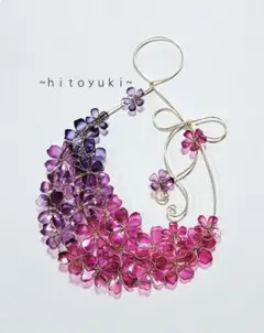 リボンリース＊ゴールド＊桜＊グラデーション　　　S-164 ワイヤークラフト