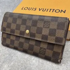 良品 ルイヴィトン ポルトモネクレディ ダミエ 二つ折り財布 A0047