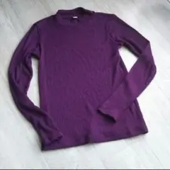 パープル タートルネック 長袖セーター