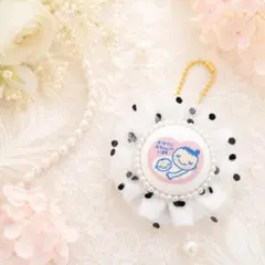 マタニティマークロゼット　チュールロゼット　白黒ドット　ハンドメイド　片面のサムネイル