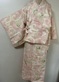 ピンク系 鹿の子絞り風小紋 着物のから　二部式お着物（新古品）のサムネイル