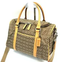 COACH コーチ 2WAYミニボストンバッグ シグネチャー レザー ブラウン
