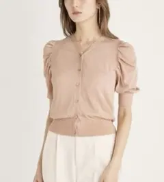 スナイデル　ラメシアーカーディガン　ピンクベージュ