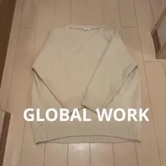GLOBAL WORK アイボリー計測Vネック セーター　サイズL