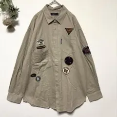 ドラッグストアーズ｜美品✨ワッペン付き長袖ワークシャツ｜ビッグシルエット｜フリーのサムネイル