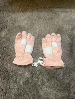 ピンクの防水スキーグローブ （2回使用）