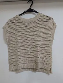 メッシュニット 半袖 ベージュ