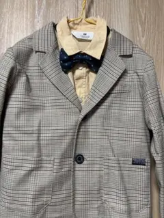 BREEZE チェック柄スーツ 120cm 蝶ネクタイ付き