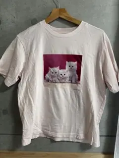 ユニクロ キャット フォト Tシャツ 薄ピンク