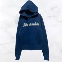 アバクロ Abercrombie パーカー ネイビー 刺繍ロゴ S ショート丈のサムネイル