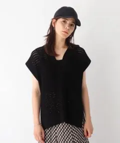 オペークドットクリップ　透かし編みニットベストのサムネイル