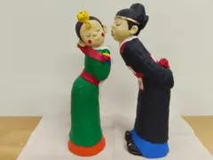韓国 人形 ペア置物 新郎新婦 結婚式 縁起物 韓流 インテリア 箱付