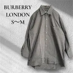 【BURBERRY LONDON】【S・M】オープン　チェック　ロング　ロゴ