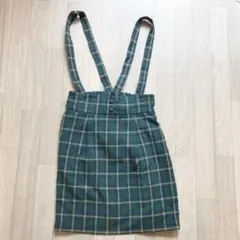 GU ジャンパースカート ミニスカート チェックスカート 緑 黄色