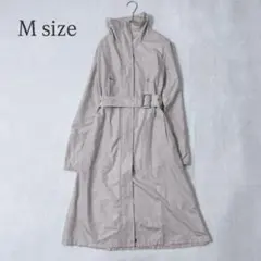 スプリングロングコート M ベージュ ベルト付き 軽量 春 通勤 オフィス 定番