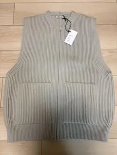 AURALEE SUPER FINE WOOLRIB KNIT ZIP VEST