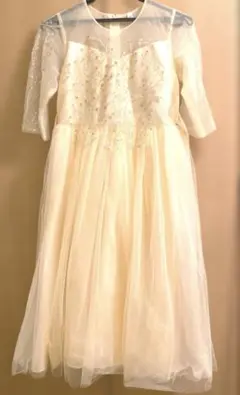 発表会　お誕生日会　ドレス　ワンピース　160 ベージュ　クリームイエロー