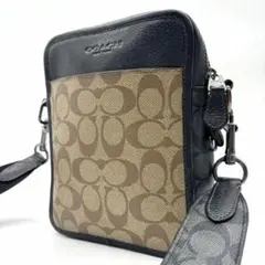 【美品】コーチ ショルダーバッグ シグネチャー pvc シボ革 ブラック