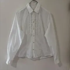 白ブラウス　白シャツ　フリル　フリルシャツ　アメリカ古着　アメリカ輸入　白　古着 白ブラウス 白シャツ フリル フリルシャツ アメリカ古着 アメリカ輸入