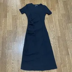 ZARA ザラ ウエストシャーリング ワンピース リブ ブラック