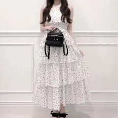 ドット柄シャーリングキャミソールワンピース[ru1607]のサムネイル