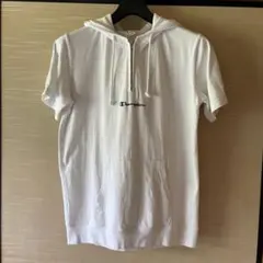 Champion ホワイト フード付きパーカー