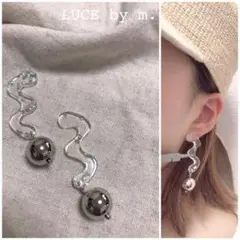 29 クリア ウェーブ プレート シルバー ビーズ ピアス イヤリング