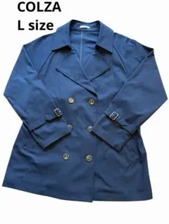 Honeys COLZA 撥水加工ハーフ丈トレンチコート ネイビー　L ベルト付