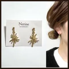 結晶　ゴールド　ハンドメイド　ピアス　イヤリング