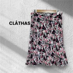 【美品】クレイサス CLATHAS 総柄フレアスカート カメリア リボン 38のサムネイル