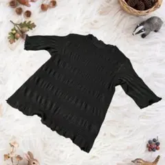 ＜Comme ca Mature＞ブラック Tシャツ フリル裾のサムネイル