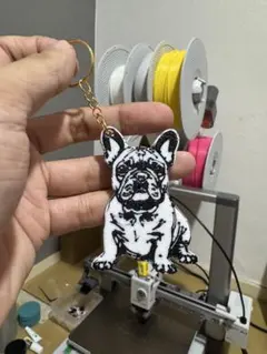 3Dプリント フレンチブルドッグ キーホルダー